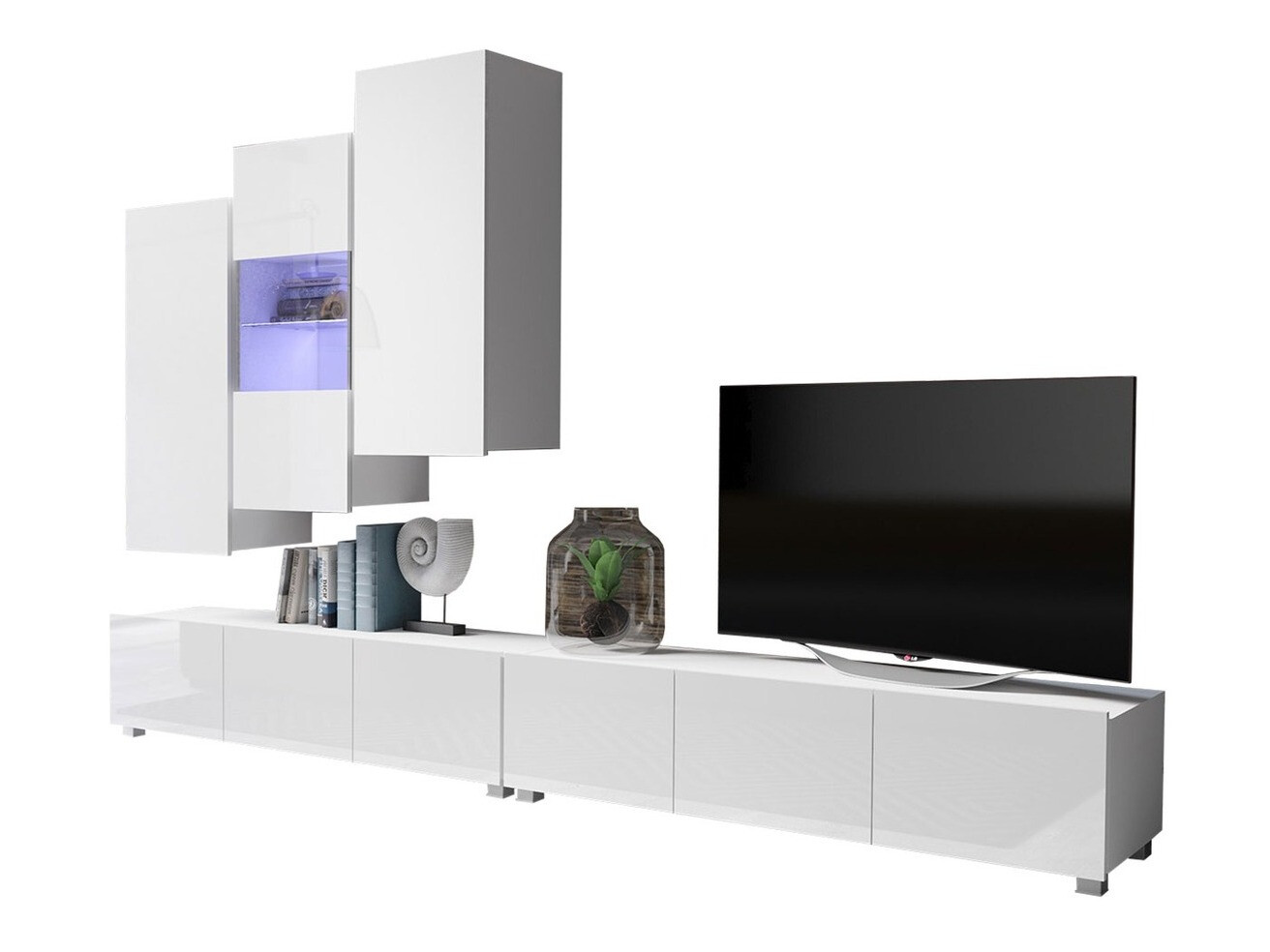 Wohnzimmer-Sets Remus XVII (Weiß + Weiß glänzend)