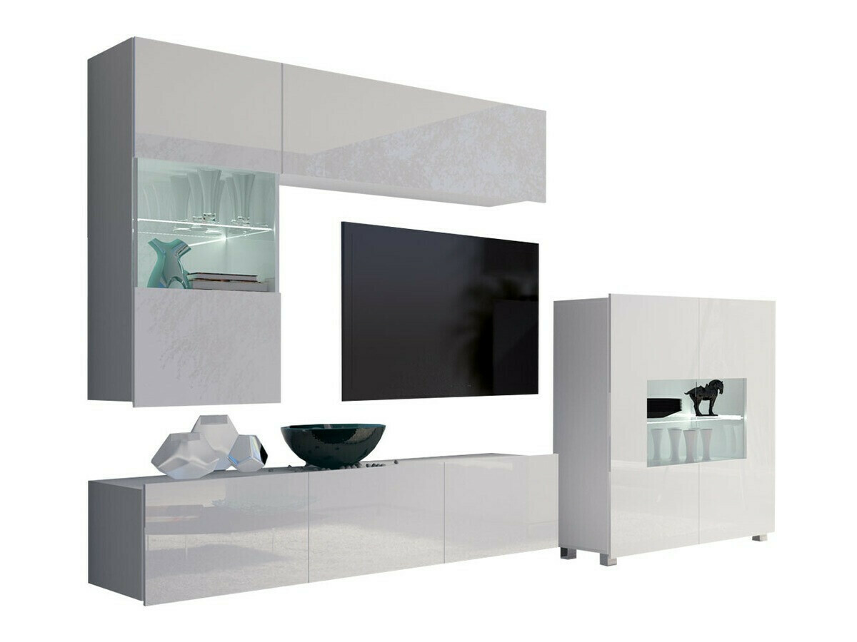 Wohnzimmer-Sets Remus III (Weiß + Weiß glänzend)