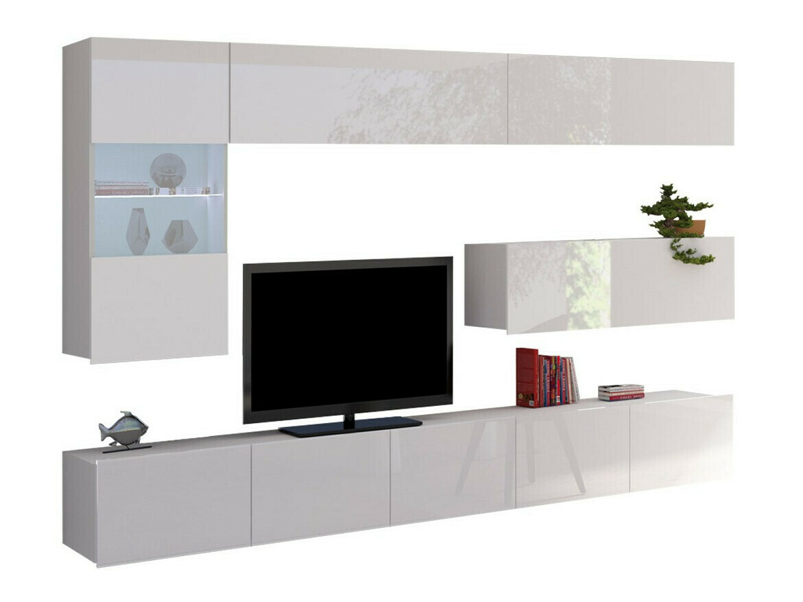 Wohnzimmer-Sets Remus IV (Weiß + Weiß glänzend)