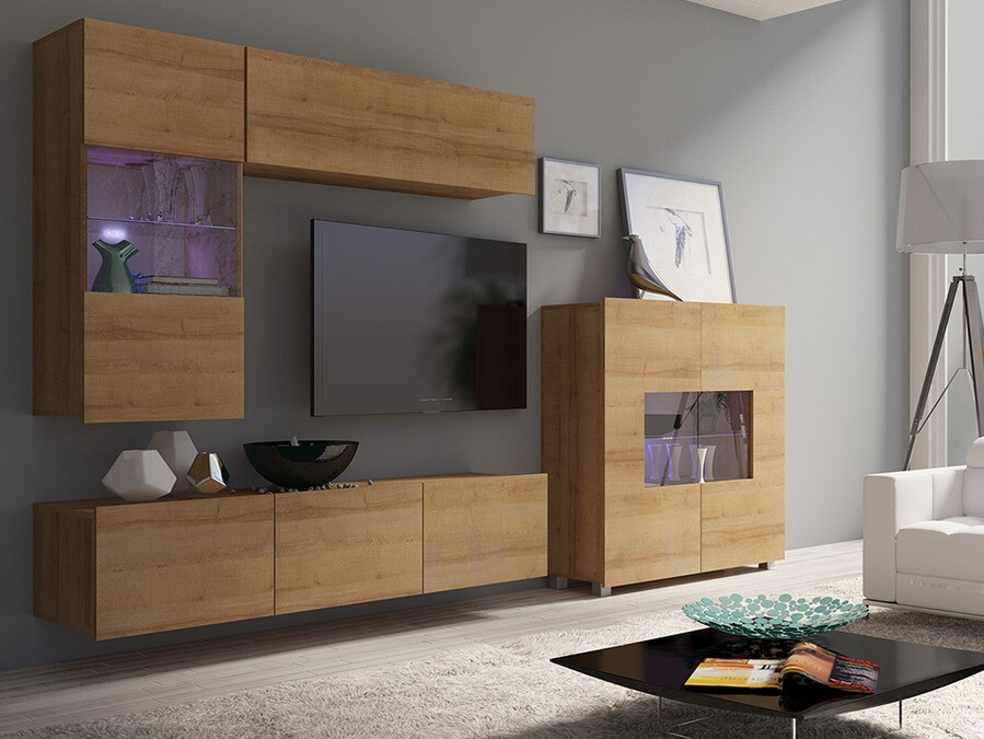 Wohnzimmer-Sets Tivdalu 107 (Goldene Eichenholzoptik)