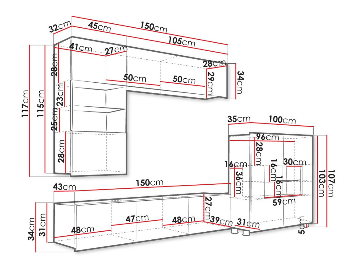 Wohnzimmer-Sets Tivdalu 107 (Goldene Eichenholzoptik)