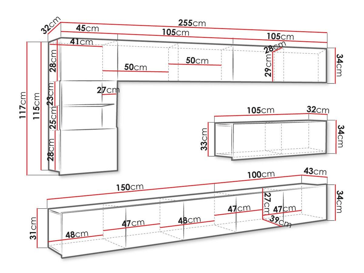 Wohnzimmer-Sets Tivdalu 108 (Schwarz + Schwarz glänzend)