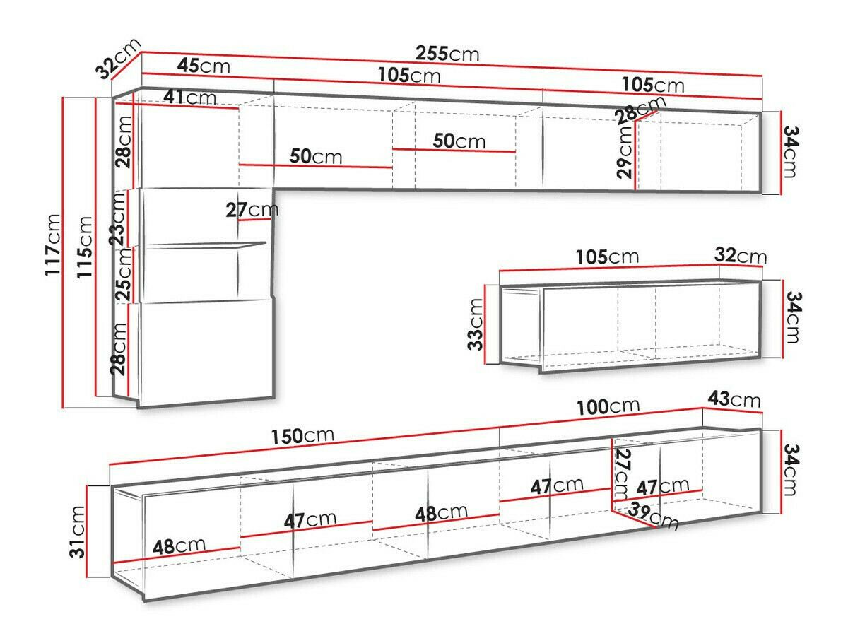 Wohnzimmer-Sets Tivdalu 108 (Schwarz + Schwarz glänzend)
