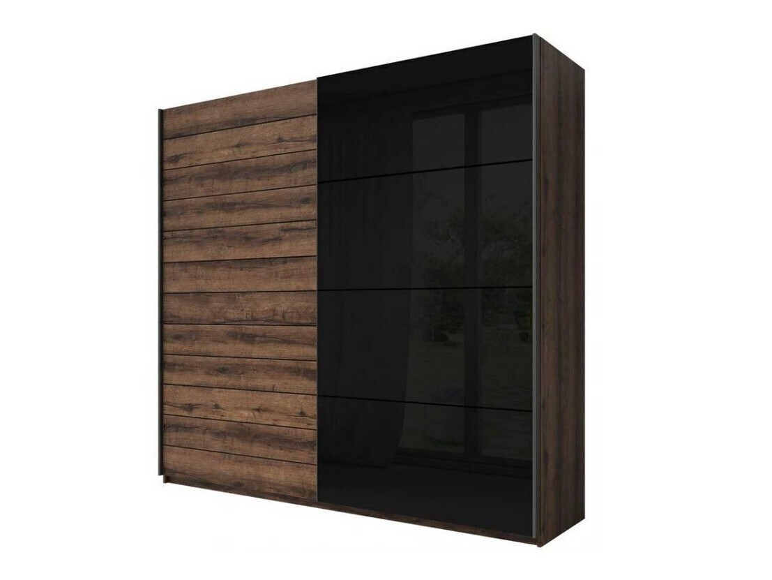 Kleiderschrank Levruvu 105 (Monastery Eichenholzoptik + Schwarz)
