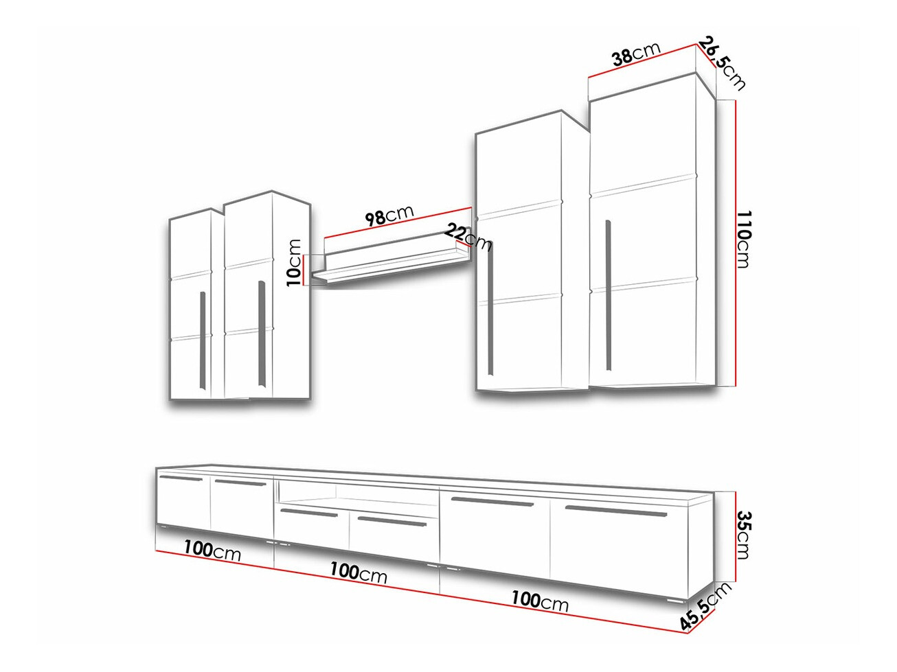 Wohnzimmer-Sets Flos (Weiß + Weiß glänzend)