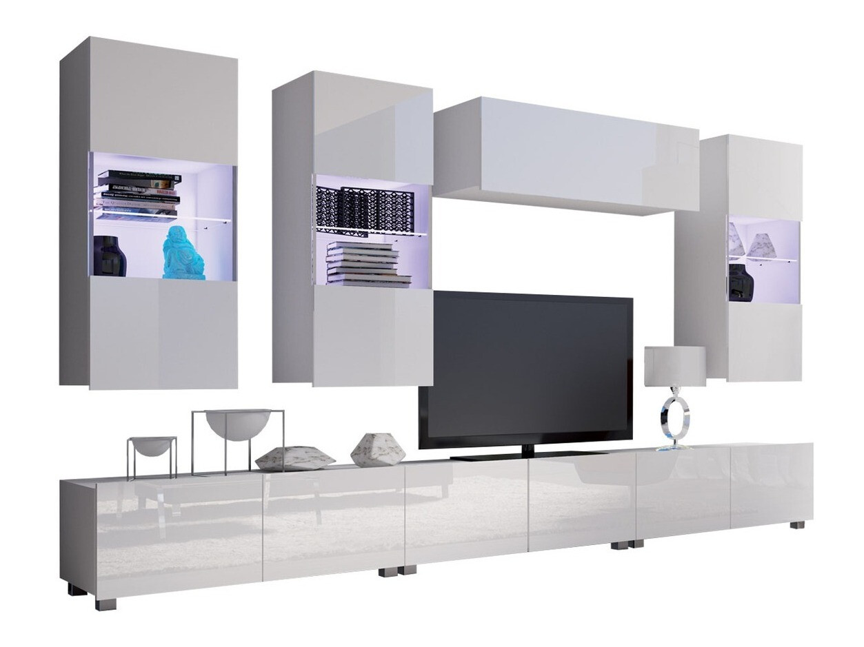 Wohnzimmer-Sets Remus XI (Weiß + Weiß glänzend)