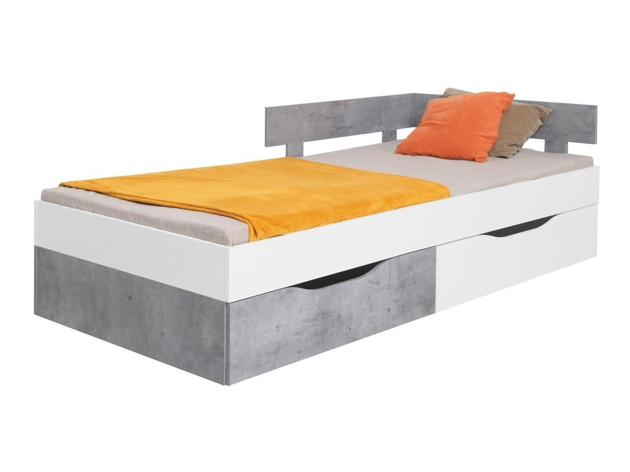 Bett Omaha J115 (Weiß + Beton)