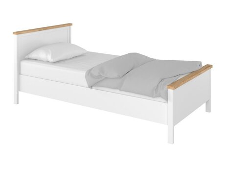 Bett Romelbo 148 (Weiß + Eichenholzoptik)