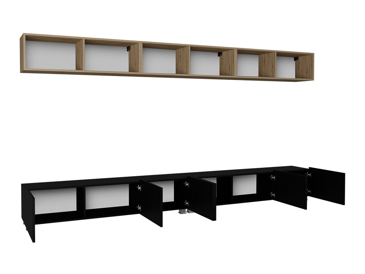 Wohnzimmer-Sets Tivdalu 153 (Weiß + Weiß glänzend + Goldene Eichenholzoptik)