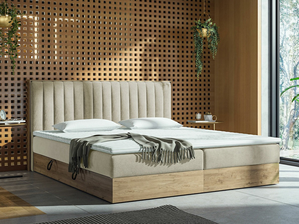 Boxspringbett ComfiDream Odelra (Goldene Eichenholzoptik + Soro 21)