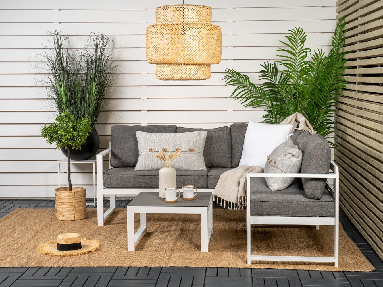 Gartenmöbel-Set Dallas 773 (Weiß + Grau)