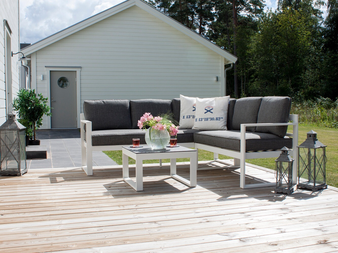 Gartenmöbel-Set Dallas 773 (Weiß + Grau)