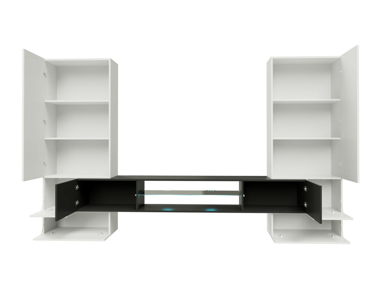 Wohnzimmer-Sets Charlotte 102 (Weiß glänzend + Schwarz glänzend)