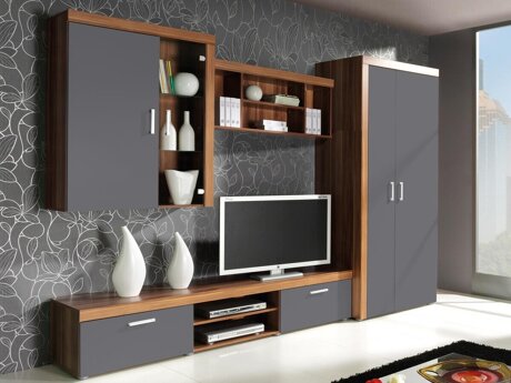 Wohnzimmer-Sets Cormiru 107 (Pflaume + graphit)