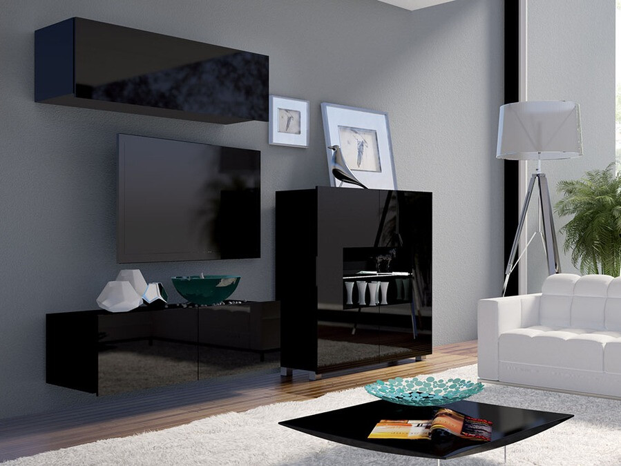 Wohnzimmer-Sets Tivdalu 113 (Schwarz)