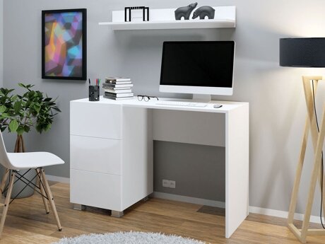 Bürotisch Tivdalu 122 (Weiß + Weiß glänzend)