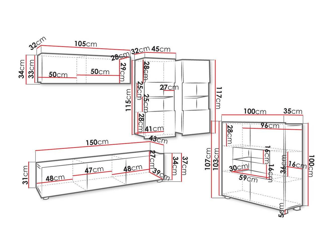 Wohnzimmer-Sets Tivdalu 110 (Schwarz + Schwarz glänzend)