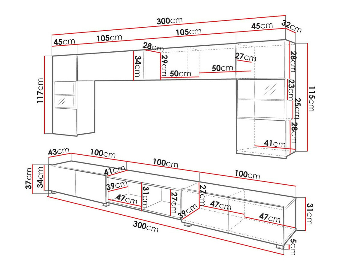 Wohnzimmer-Sets Remus XXIV (Weiß + Weiß glänzend + Goldene Eichenholzoptik)