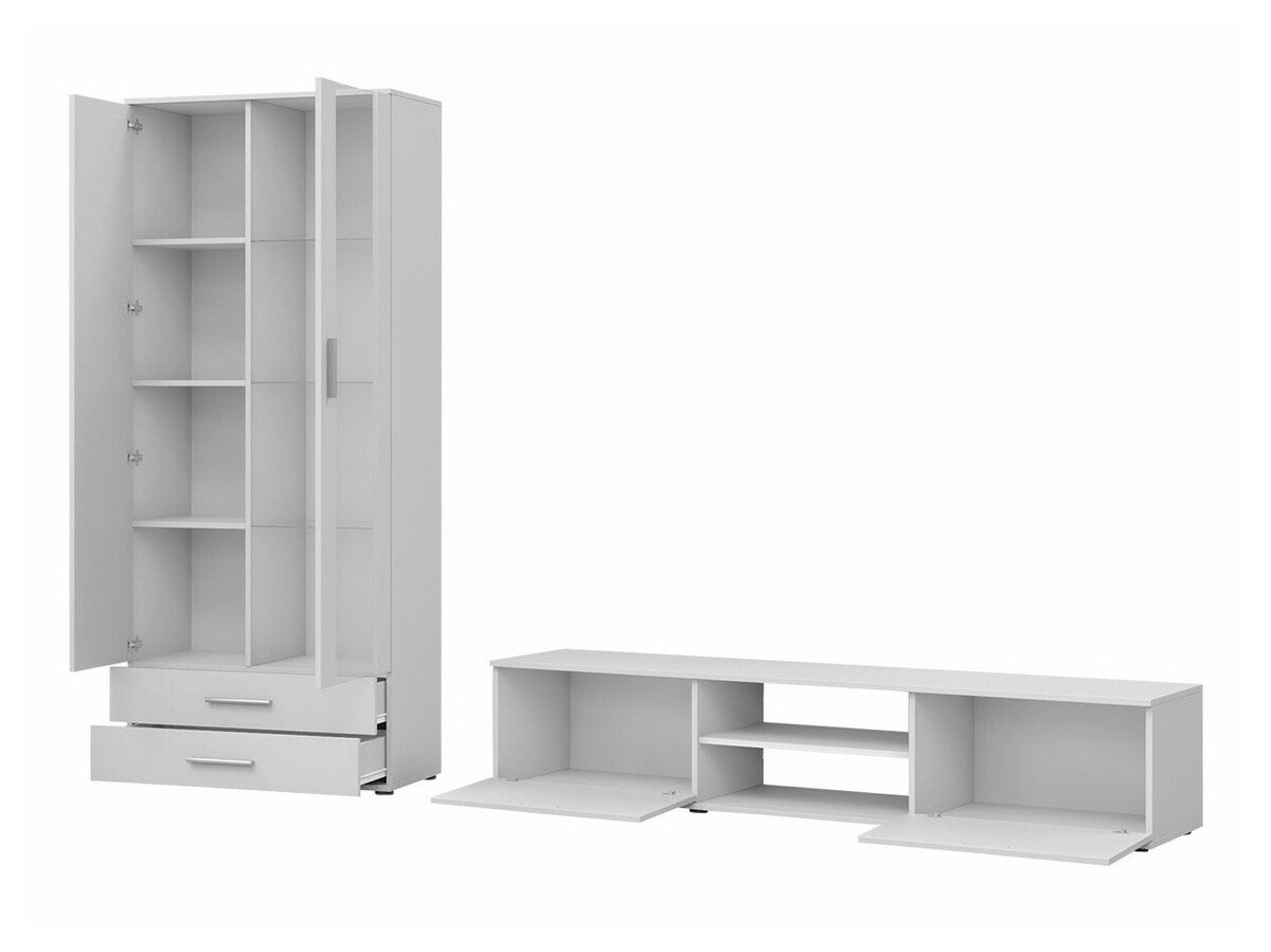 Wohnzimmer-Sets Tornola 115 (Weiß + Weiß glänzend)