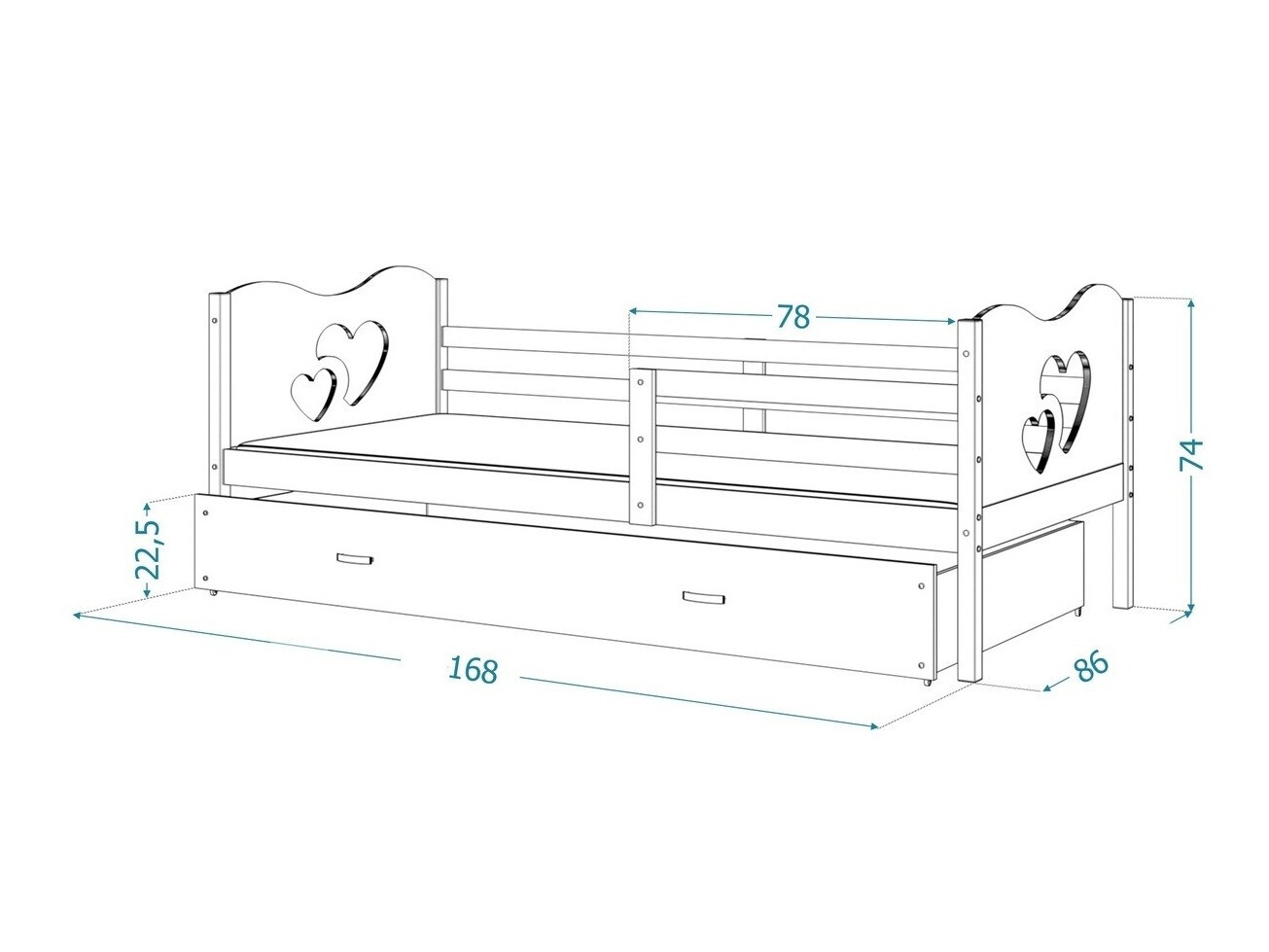 Bett Aurora 162 (Kiefernholzoptik)
