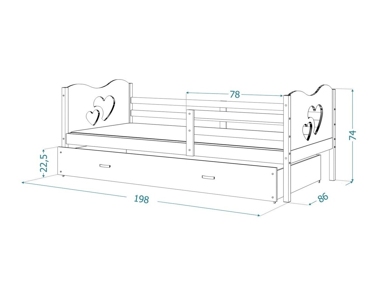 Bett Aurora 163 (Grau)