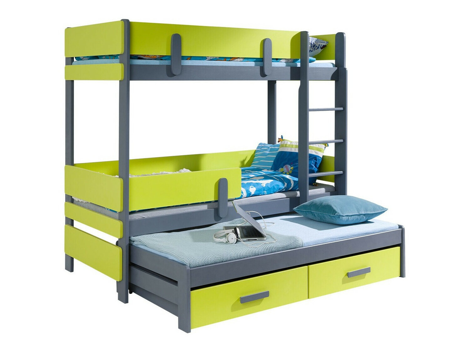 Etagenbett Henderson 146 (Graphit + Grün)