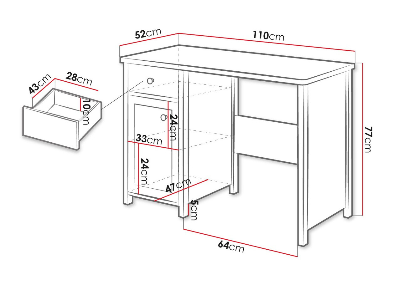 Bürotisch Romelbo 139 (Weiß + Eichenholzoptik)