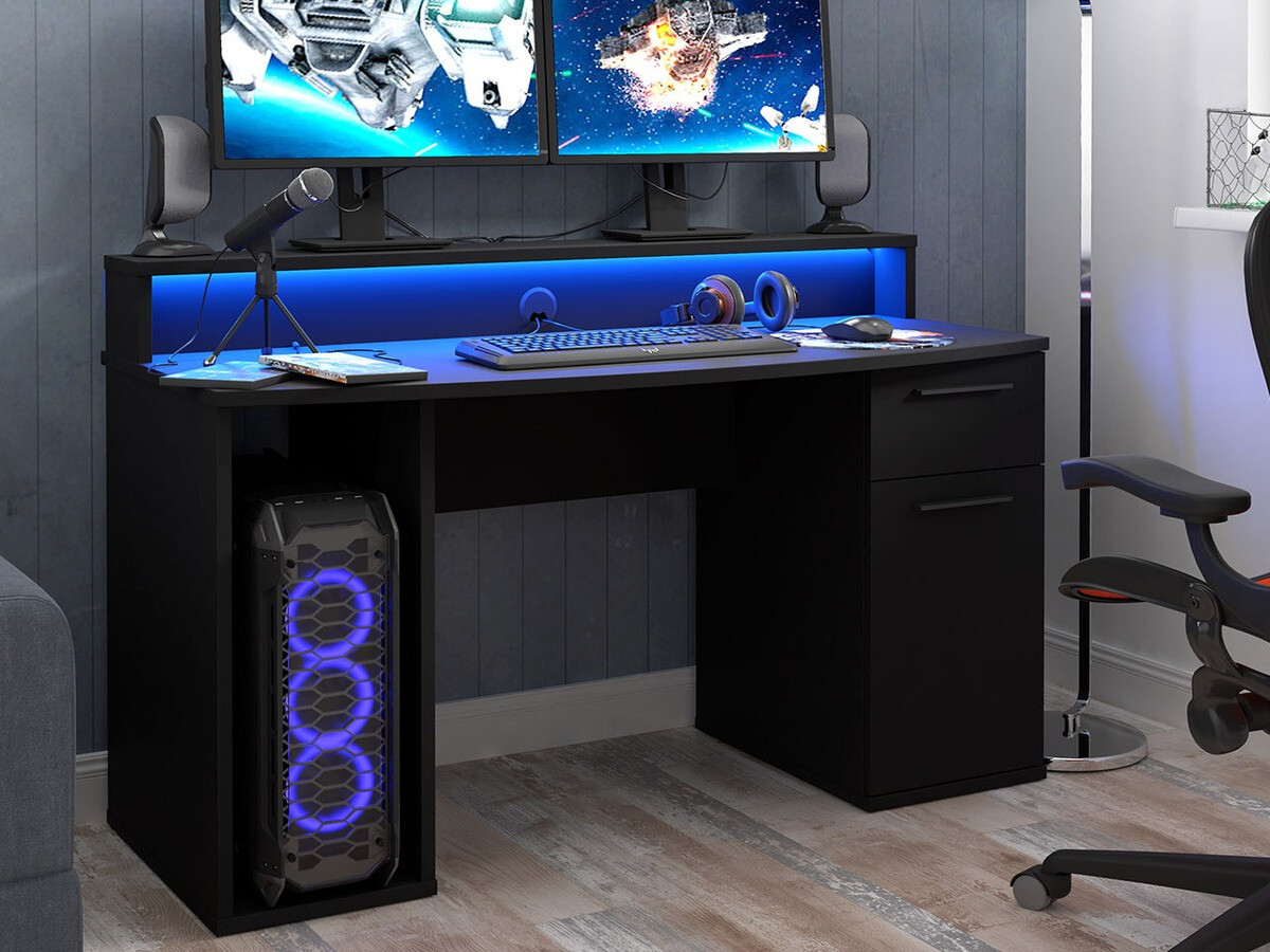 Gaming-Schreibtisch Serus (Mattschwarz)