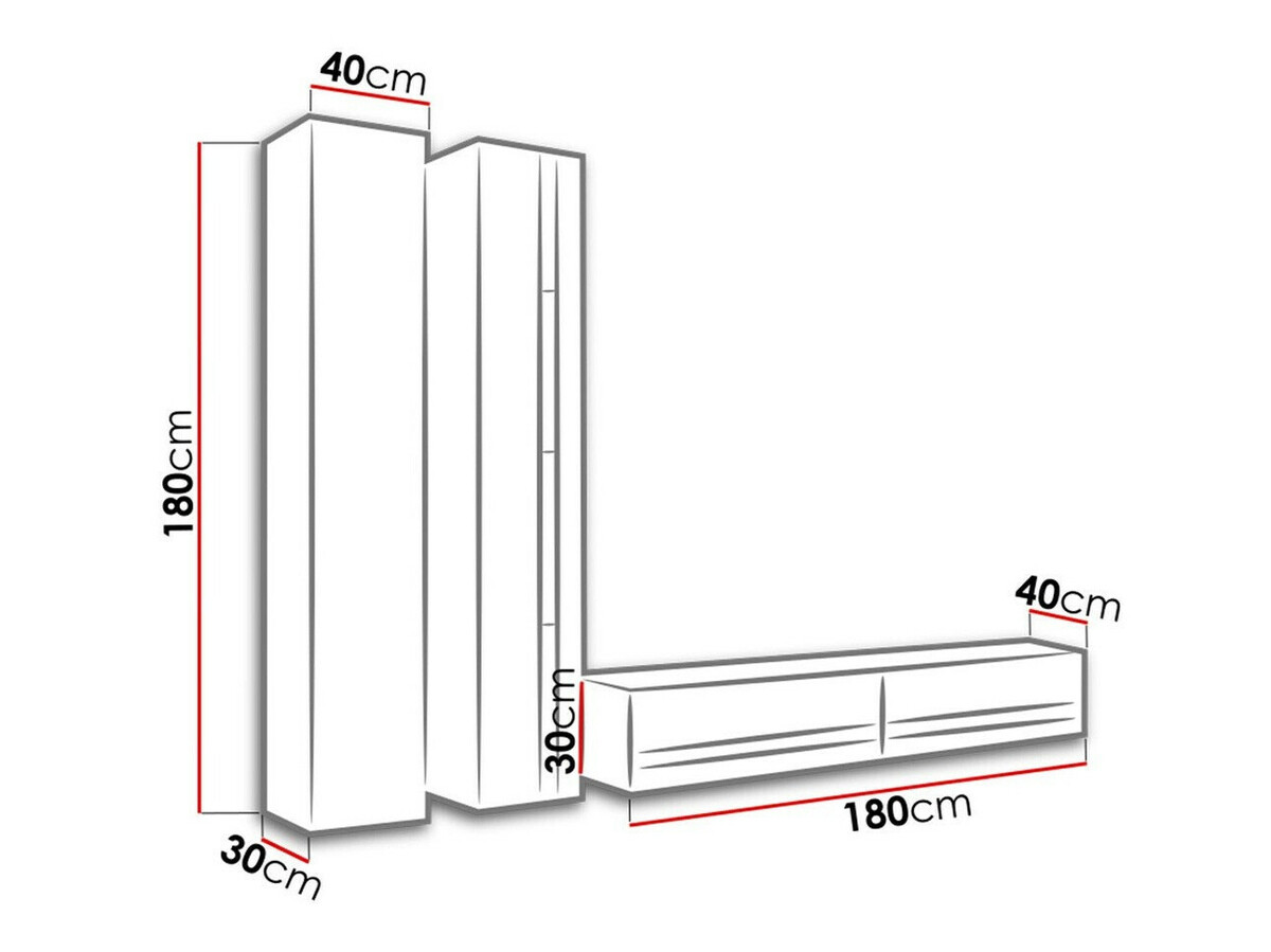 Wohnzimmer-Sets Venenou 115 (Weiß + Weiß glänzend)