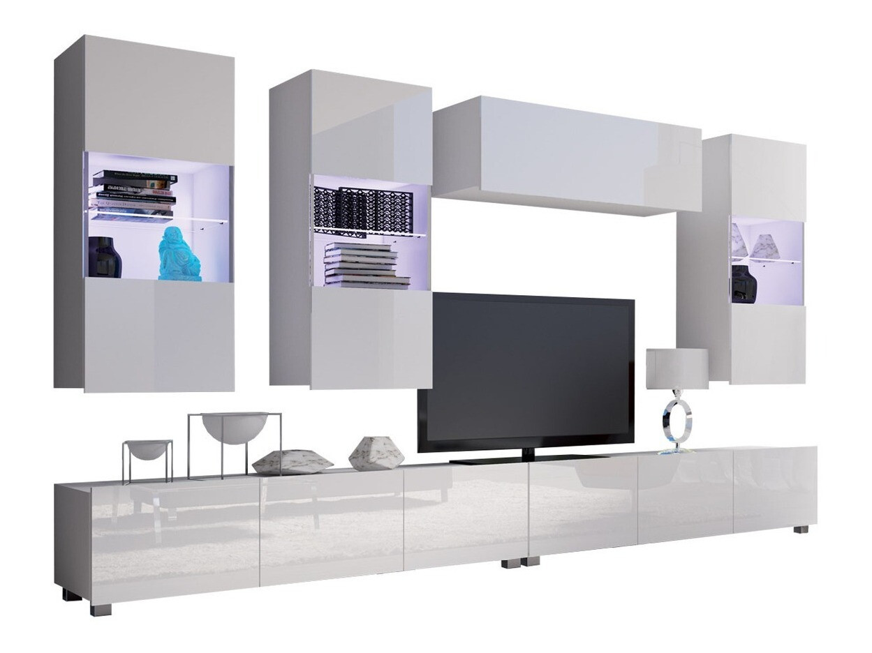 Wohnzimmer-Sets Remus V (Weiß + Weiß glänzend)