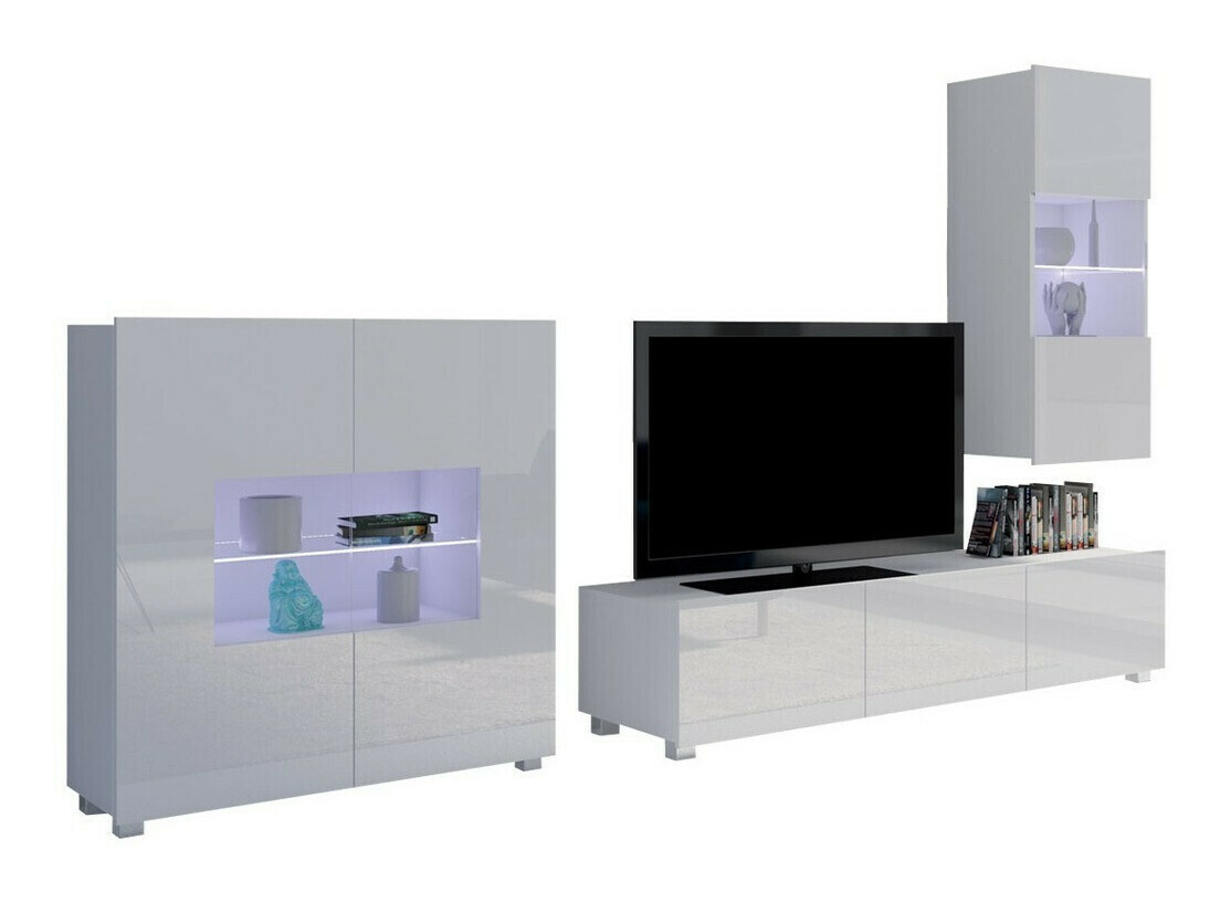 Wohnzimmer-Sets Remus VII (Weiß + Weiß glänzend)