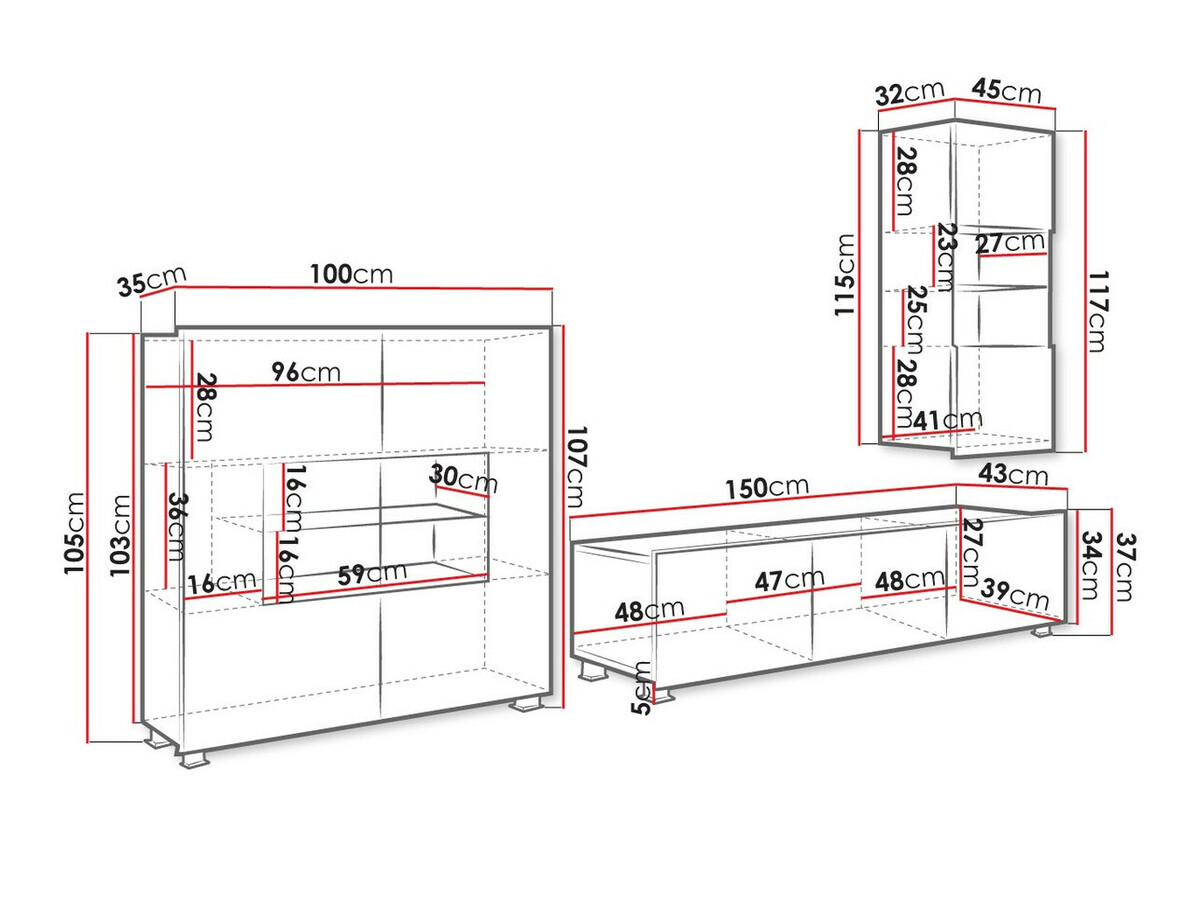 Wohnzimmer-Sets Tivdalu 111 (Goldene Eichenholzoptik + Weiß + Weiß glänzend)