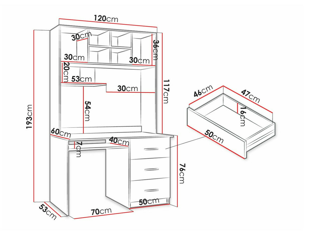 Bürotisch Campus (Weiß + Weiß glänzend + Glanzgrau)
