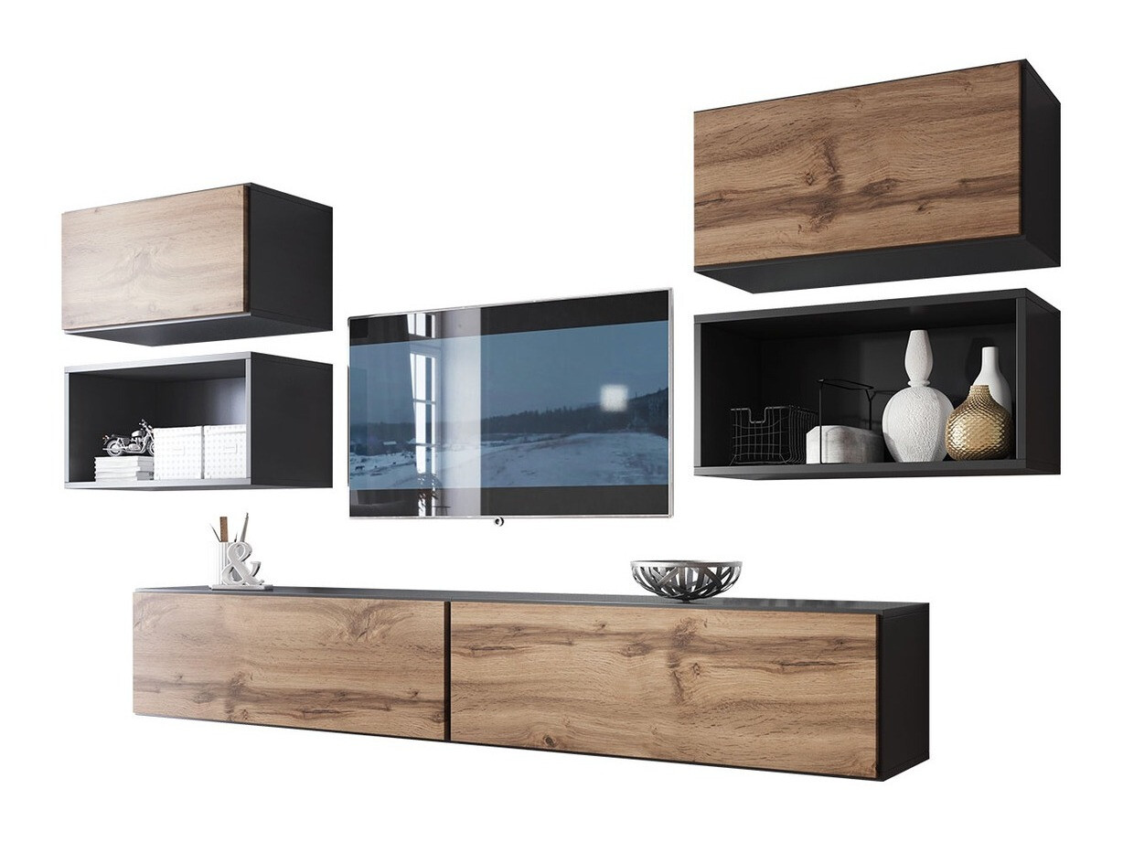 Wohnzimmer-Sets Corbele 108 (Anthrazit + Wotan Eiche)