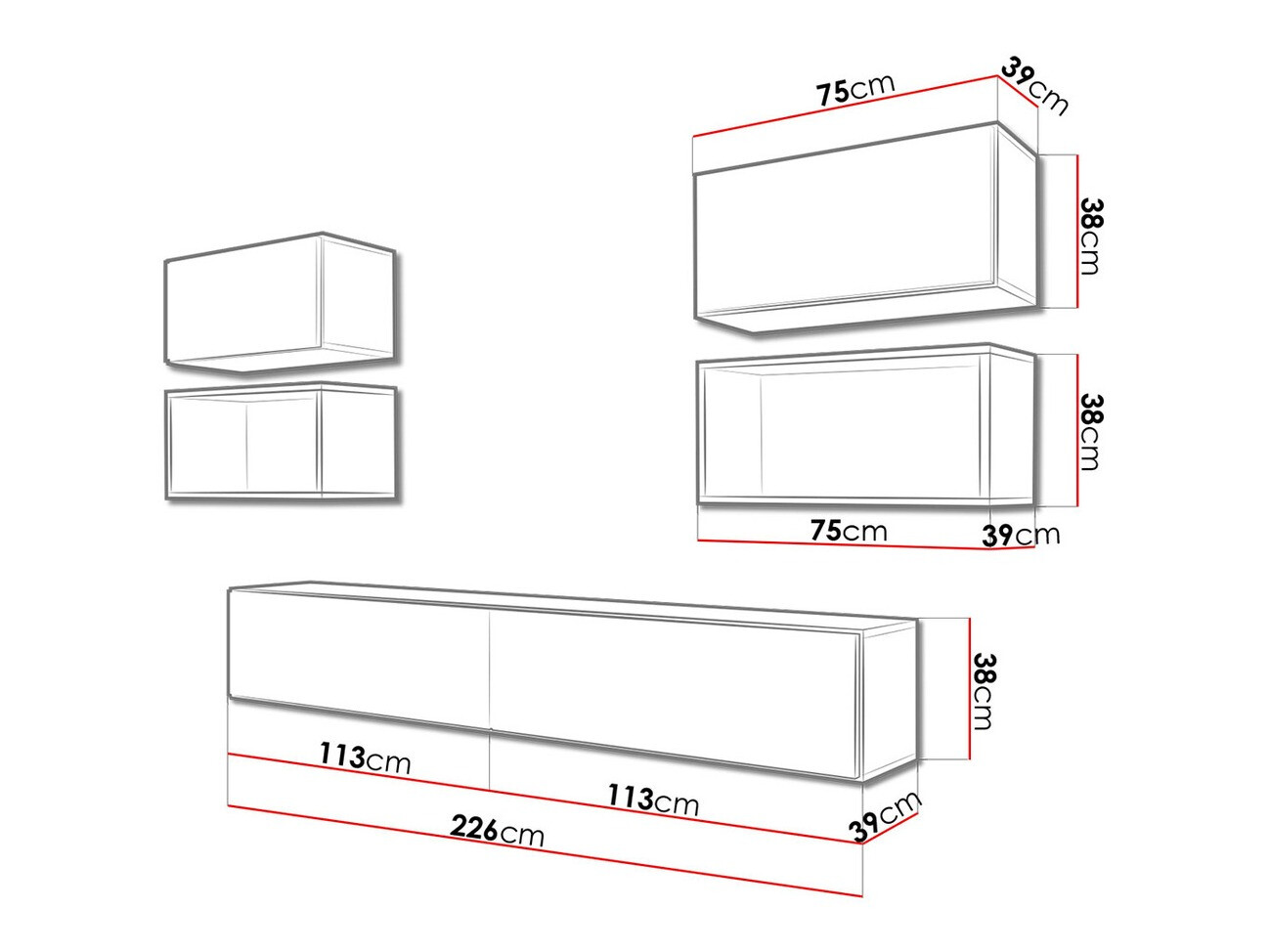 Wohnzimmer-Sets Corbele 108 (Anthrazit + Wotan Eiche)
