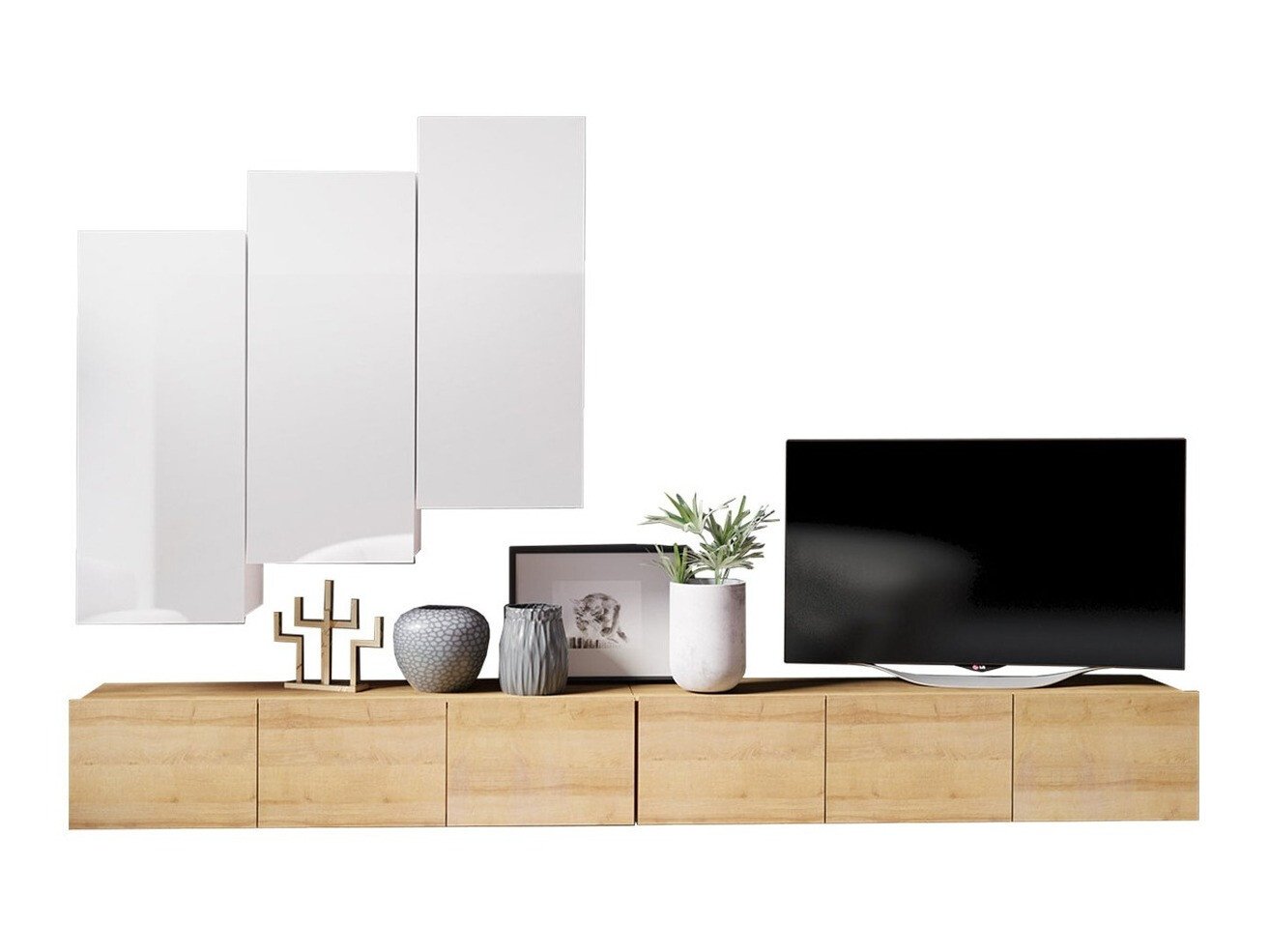 Wohnzimmer-Sets Remus XX (Goldene Eichenholzoptik + Weiß)