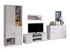 Wohnzimmer-Sets Fivelbo 117 (Eichenholzoptik gebleicht + Weiß glänzend)
