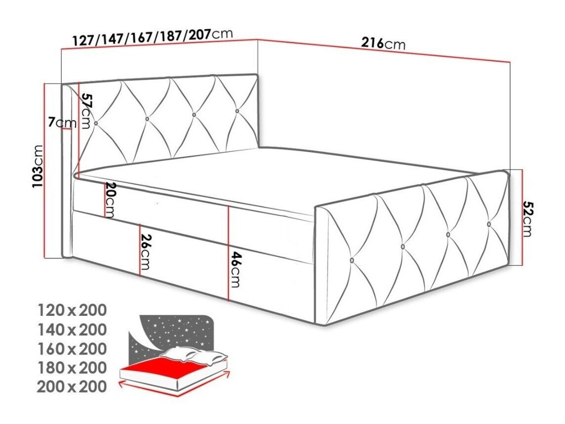 Boxspringbett Baltimore 150 (Mono 244)