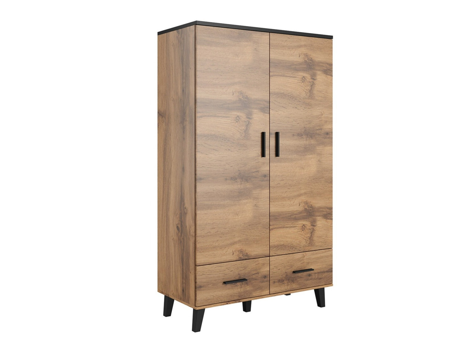Kleiderschrank Larfloi 111 (Wotan Eiche + Schwarz)