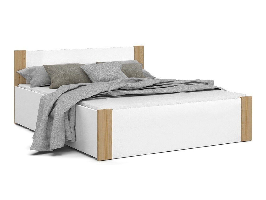 Bett Aurora 154 (Weiß + Kiefernholzoptik)