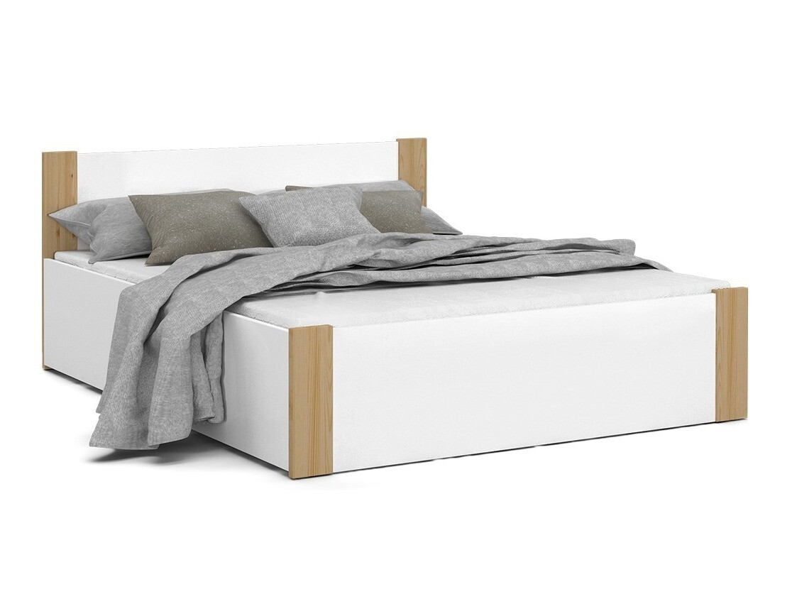 Bett Aurora 154 (Weiß + Kiefernholzoptik)
