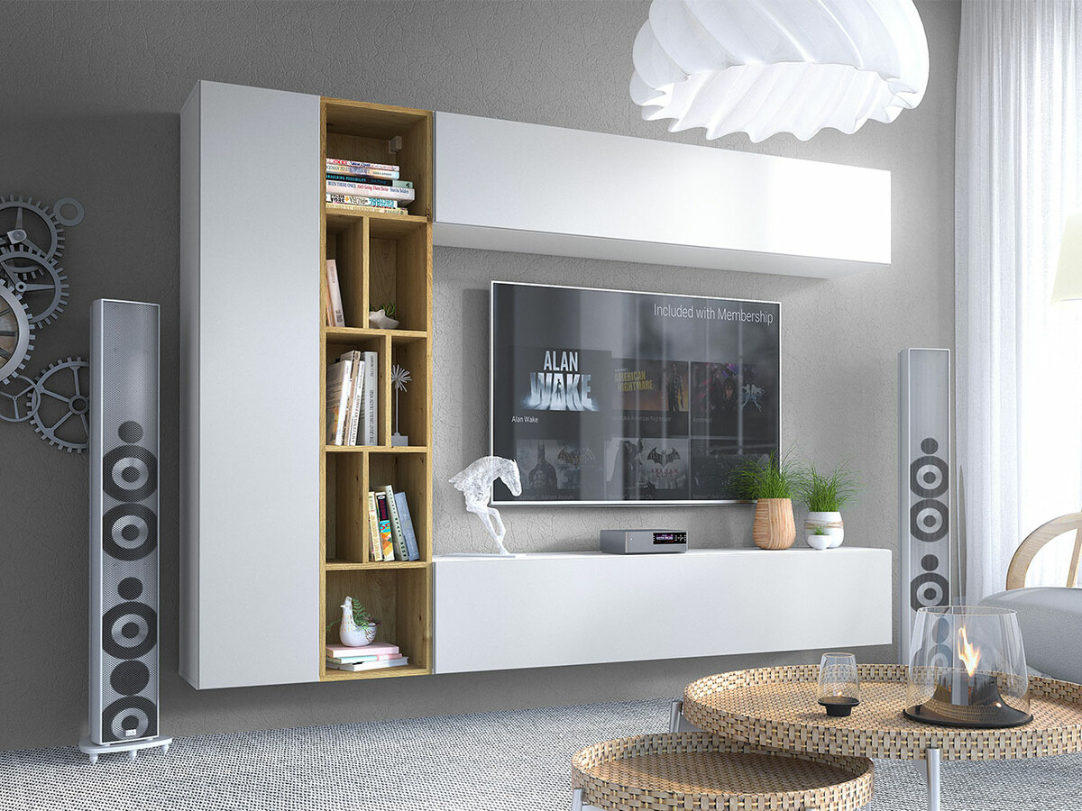 Wohnzimmer-Sets Comfivo 260 (Weiß + Artisan Eichenholzoptik)