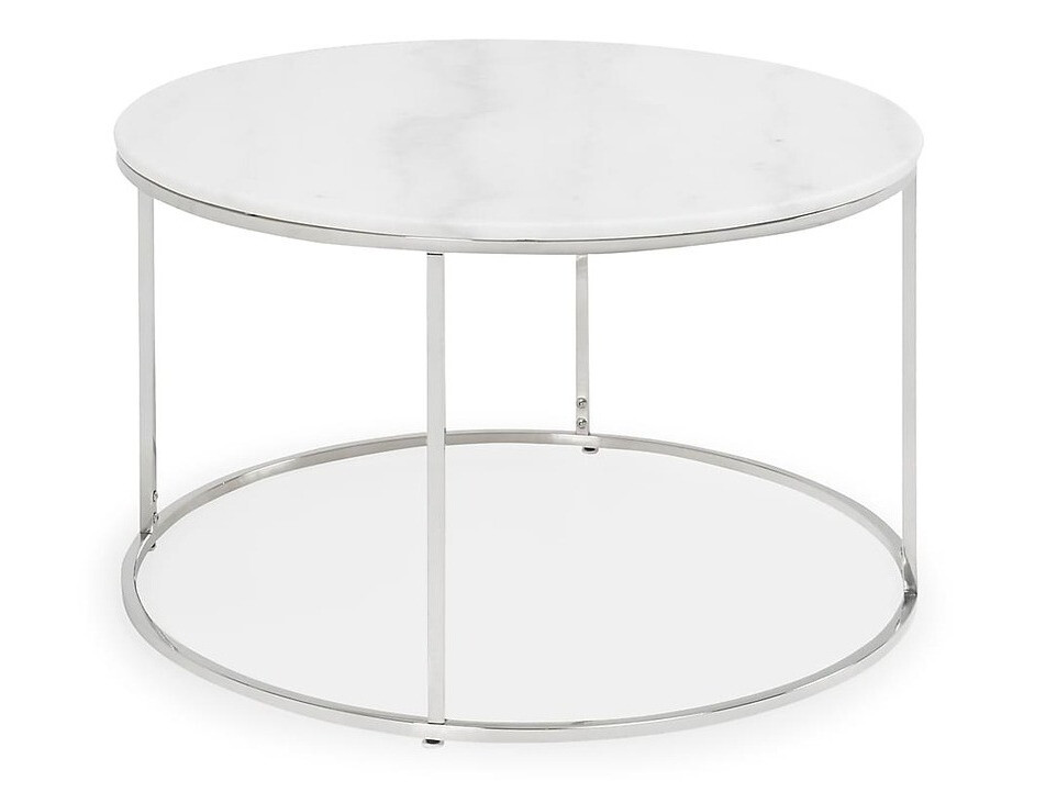 Couchtisch In Living 367 (Weißer Marmor + Silber)