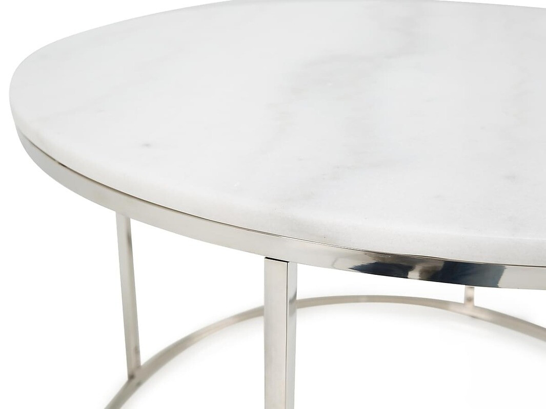Couchtisch In Living 367 (Weißer Marmor + Silber)