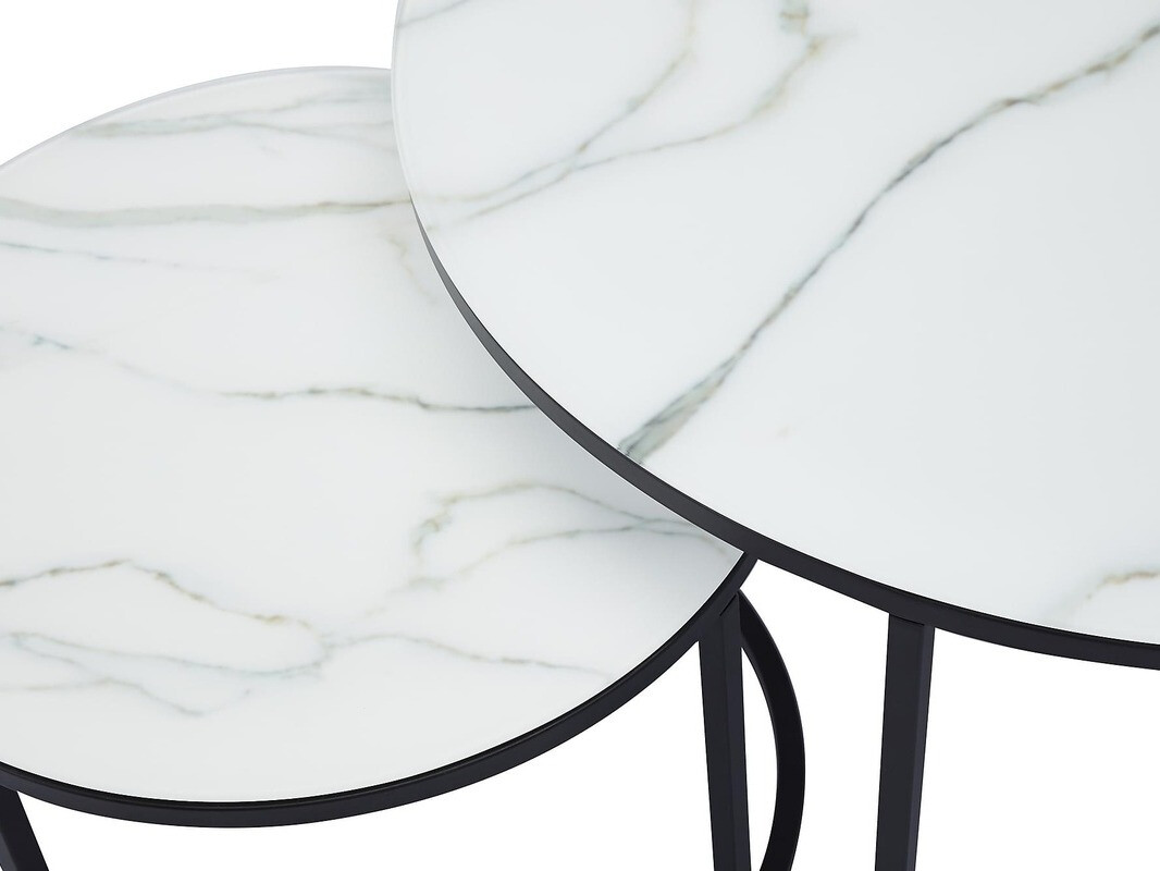 Couchtischset Riverton 435 (Weißer Marmor + Schwarz)
