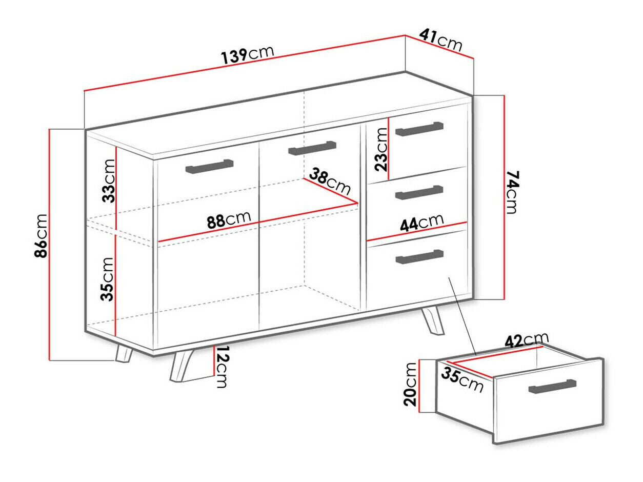 Kommoden Rosa (Grün + Gold)