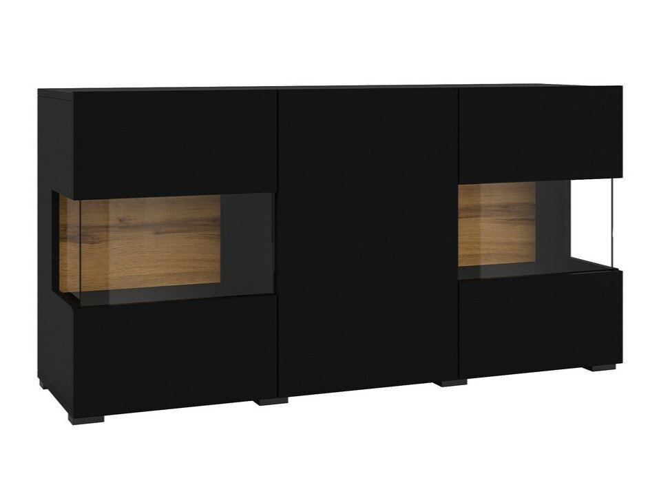 Sideboard Revmiru 102 (Schwarz + Wotan Eiche)