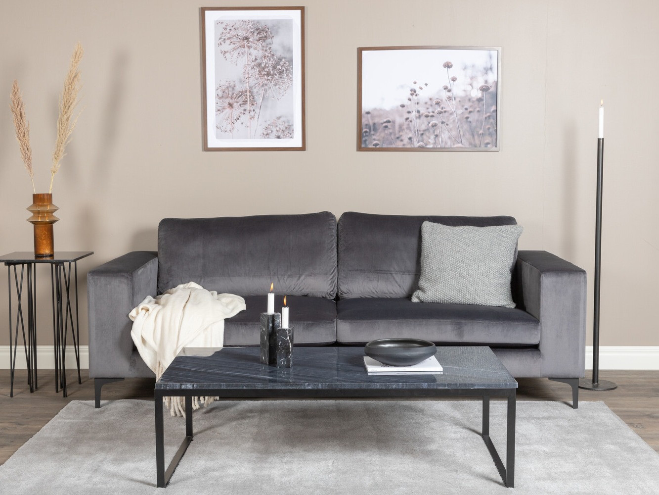Sofa Dallas 2910 (Dunkelgrau + Schwarz)