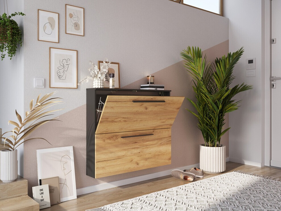 Schuhschrank Sacramento 349 (Navarra eichenholzoptik + Graphit)