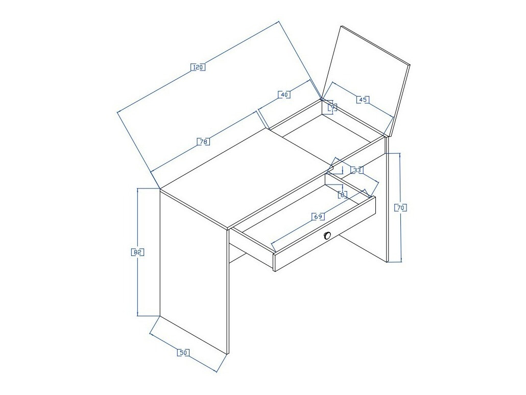 Bürotisch Mirelbu 109 (Artisan Eichenholzoptik + Weiß glänzend + Schwarz)